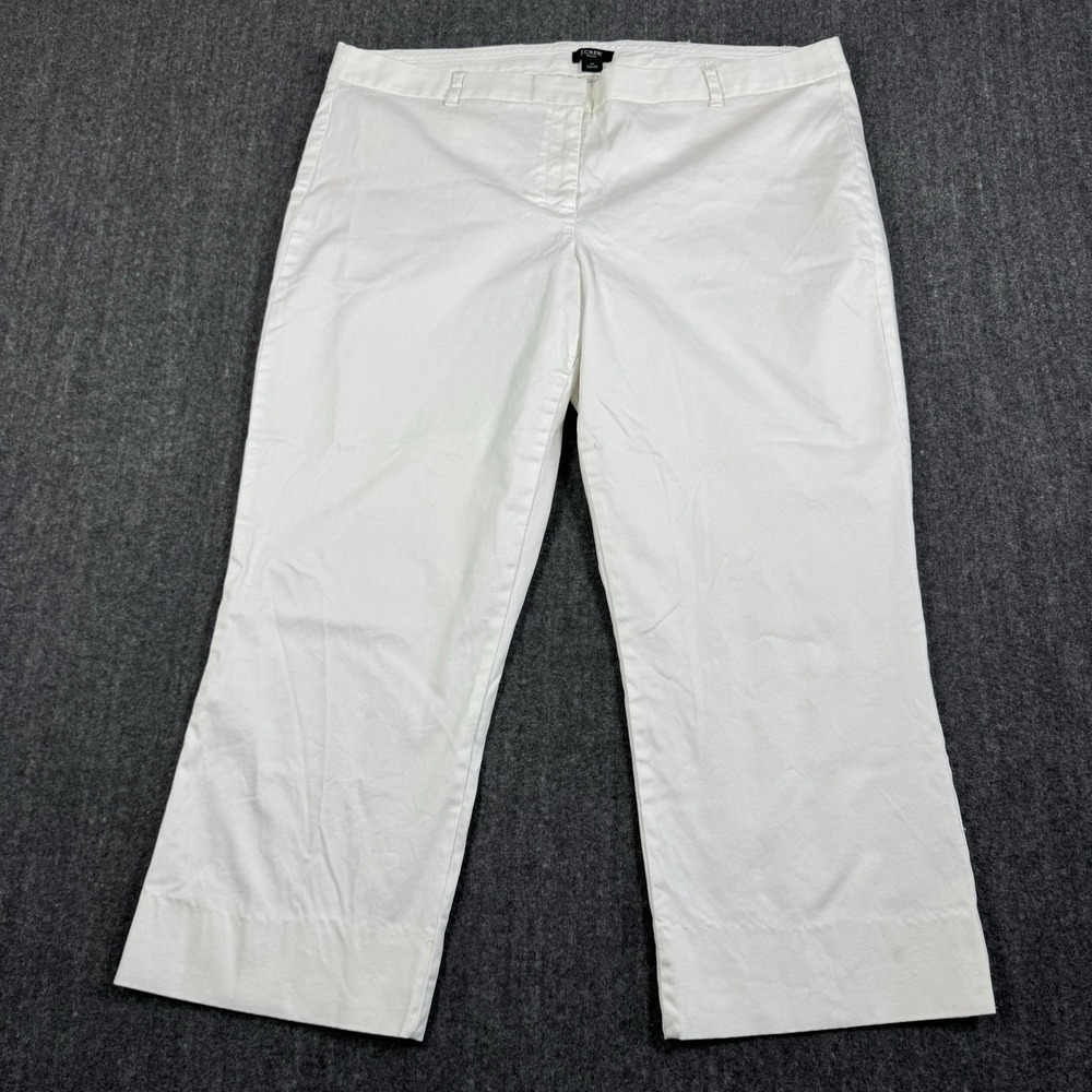 J.Crew Women's City Fit Stretch Pants Size 14 White Cotton Blend Straight Leg